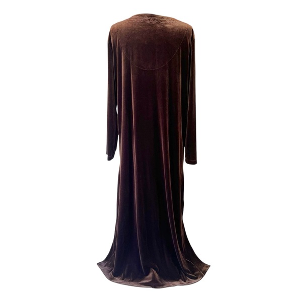 Nottibianche Dark Brown Plush Velour Zip Front Kimono Robe - Picture 5 of 5
